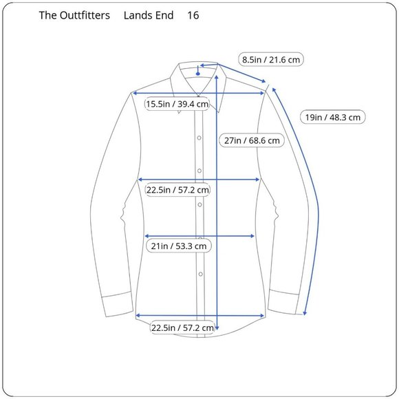 The Outfitters Lands End Pinpoint Oxford Repassage Superflu 1/4 Sleeve 16 Shirt - Picture 2 of 12